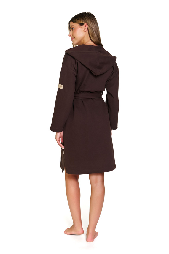 Doctor Nap 7331 – Damski szlafrok bawełniany z kapturem | 100% bawełna, polska produkcja - brownie