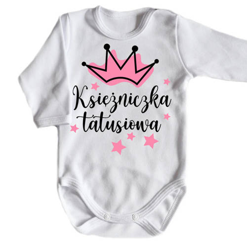 "Księżniczka tatusiowa" Body długi rękaw Moocha biały