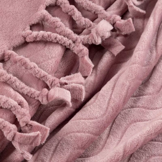 Emma Koc narzuta z frędzlami Eurofirany pudrowy