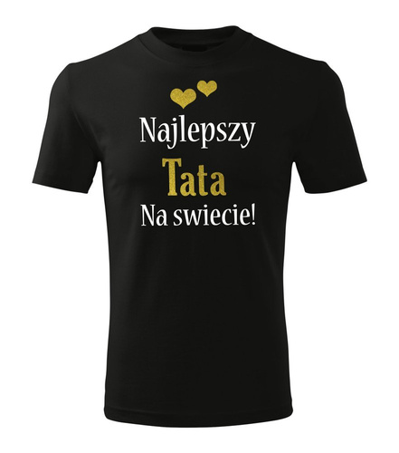 "Najlepszy tata na świecie" koszulka męska Moocha czarny (złoty napis) 