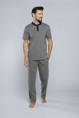 Profit Piżama Męska krótki rękaw, długie spodnie Italian Fashion- śr.melanż