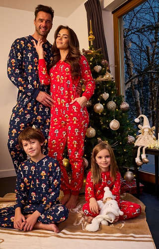 954/199 955/199 Dog 3 Kombinezon dziewczęcy Kids Girl Cornette – czerwony, świąteczny, bawełniany