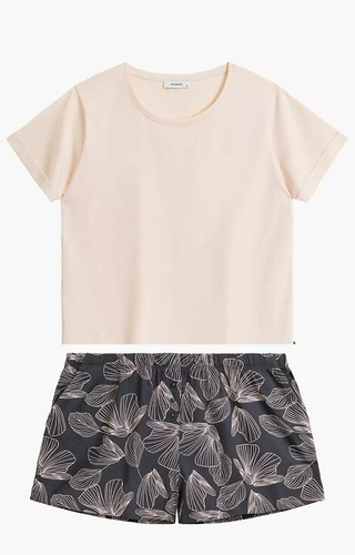 NLP-489 Piżama Damska  Atlantic- pudrowy-grafitowy 