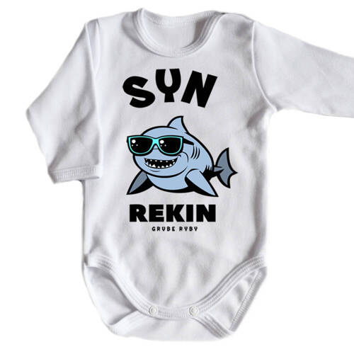 "REKINY grube ryby" Body długi rękaw Moocha biały