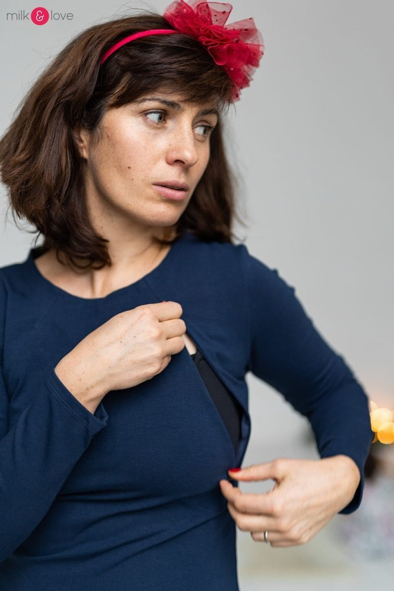 Sukienka do karmienia Milky Dress Milk&Love długi rękaw granatowa