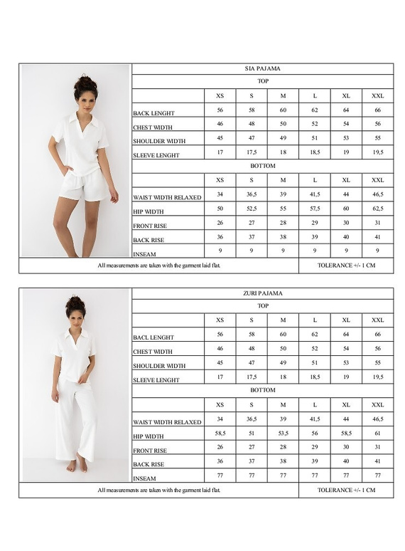 Piżama Zuri ecru Sensis – bawełna i modal, długie spodnie