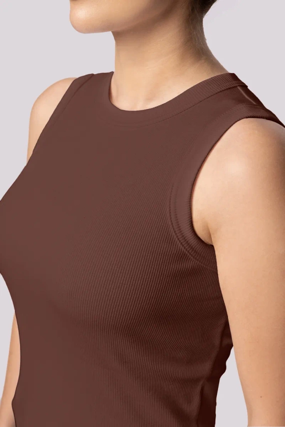Tank top ribben Koszulka damska bez rękawków Mona czekoladowy 