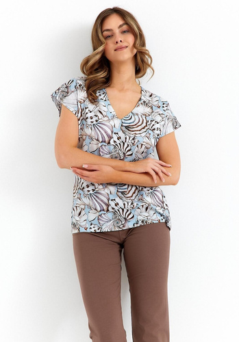 483 Piżama damska  Cana - niebieski czekoladowy