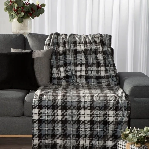 Santa Koc świąteczny kratka Eurofirany grafitowy