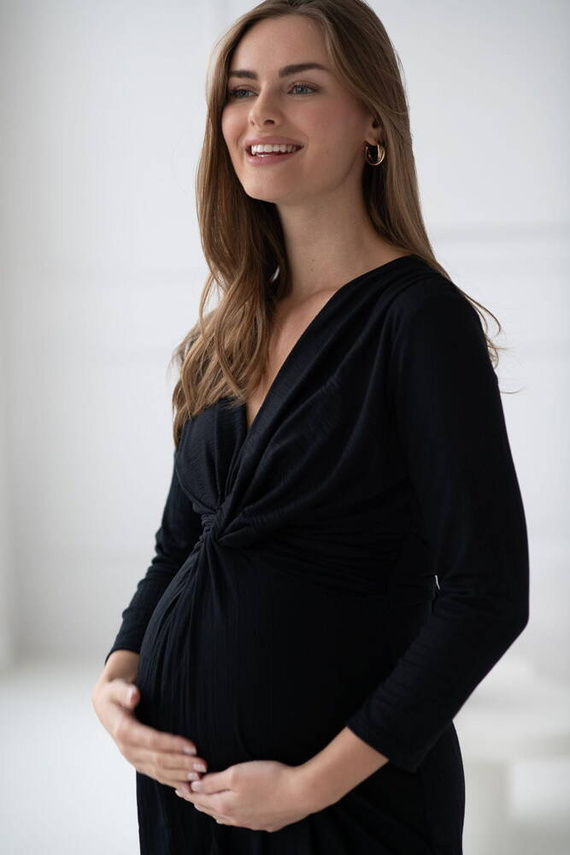 Loop Sukienka ciążowa i do karmienia rękaw 7/8 Milk&Love czarny