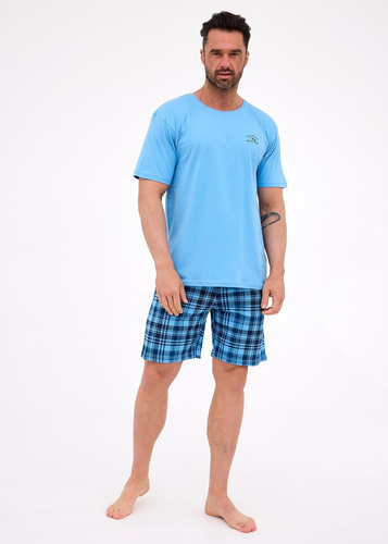 Piżama męska Cornette 326/311 Ready 2 niebieska– bawełna, krótki rękaw, wygodna i stylowa