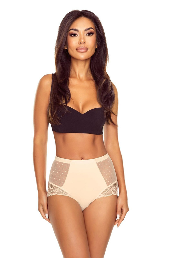 Figi Damskie Lapinee Livia 5045 Wysoki Stan Modelujące Brzuch Koronka- beżowy