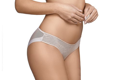 Katia Figi damskie Selene – beżowe, bezszwowe, z tiulem i geometrycznym wzorem