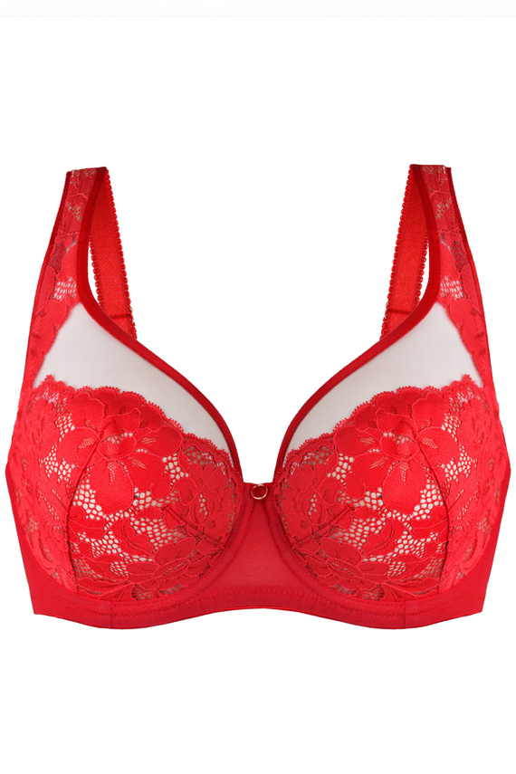 19150 Jasmin Biustonosz Plunge Mediolano czerwony– miękki soft, koronka, duży biust
