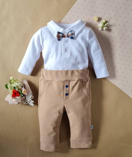 041PDR Little Gentleman Body z muszką Marija - biały