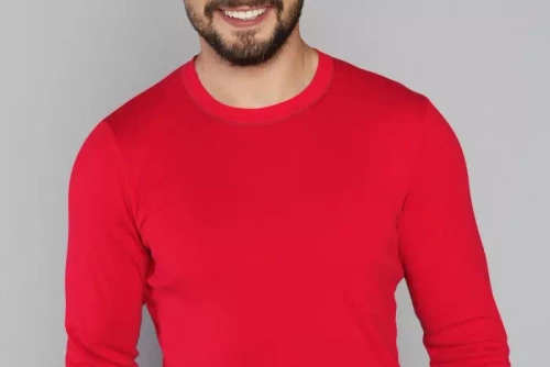 Narwik Piżama Męska długi rękaw, długie spodnie Italian Fashion-  czerwony/druk