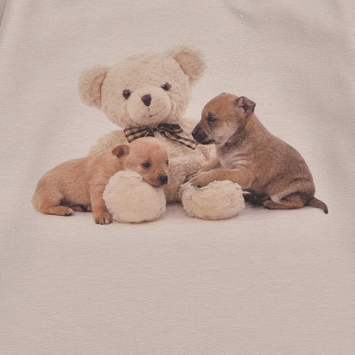 KAR-3005 Bluzka dziewczęca z długim rękawem Lagarto Verde beżowy– stylowa, bawełniana, polska produkcja