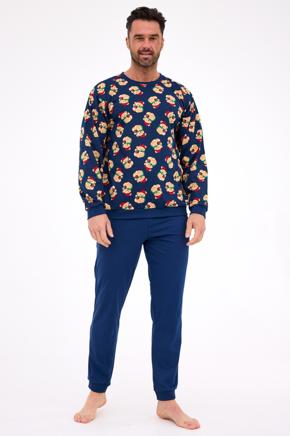 457/293 Teddy 6 Piżama męska Cornette  – świąteczna, granatowa, bawełna
