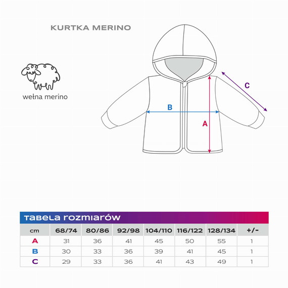 Kurtka dziecięca merino Eevi 100% wełna ciepła oddychająca- karmelowa