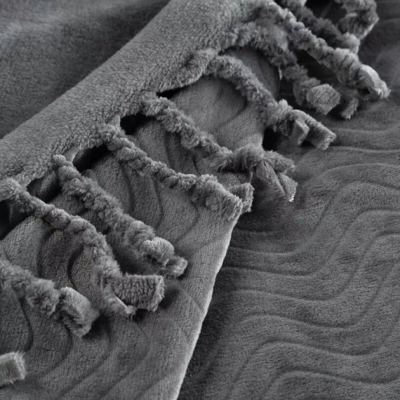 Emma Koc narzuta z frędzlami Eurofirany stalowy