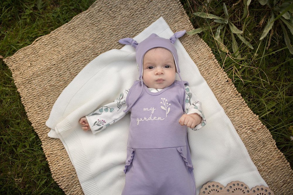 "My Garden" Wiązana Czapka niemowlęca Pinokio - fiolet