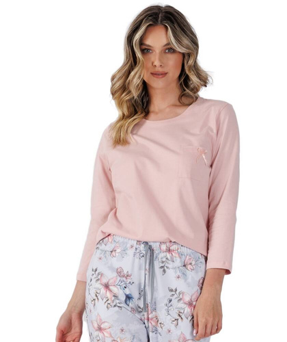 1522 Róża Piżama damska Leveza pudrowy róż