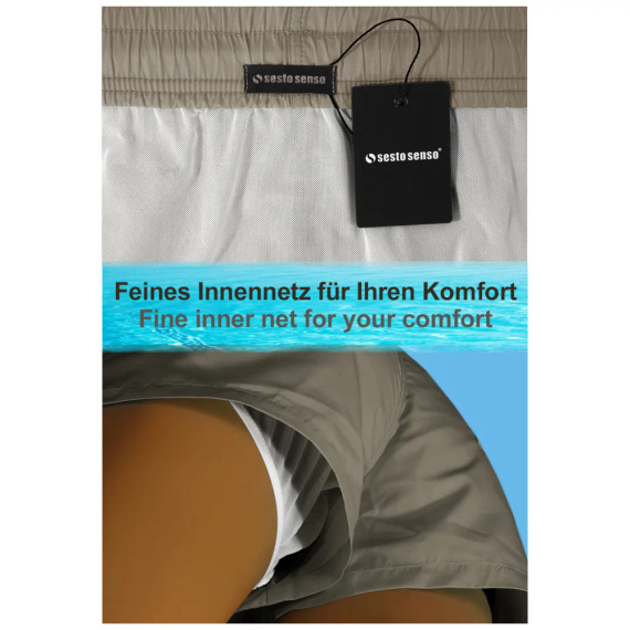 Sesto Senso męskie szorty kąpielowe szybkoschnące – plażowe z kieszeniami khaki