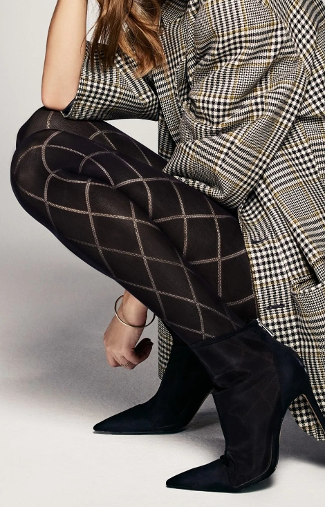 Grandi Rajstopy Rombo 60 den Veneziana czarne – geometryczny wzór, miękkie i elastyczne