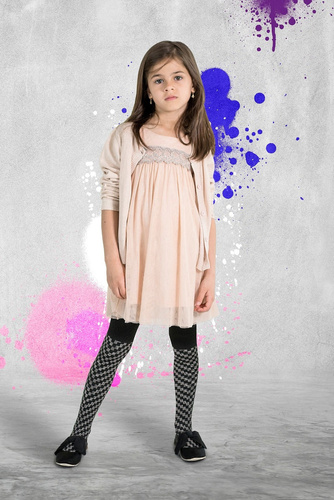 2323 Hazel Rajstopy Dziewczęce Knittex nero-bianco