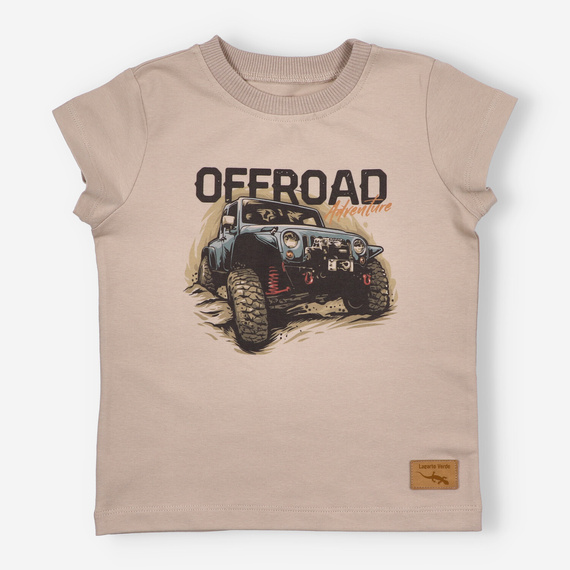 KAR-2003/BEZ T-shirt dla chłopca Lagarto Verde beżowy