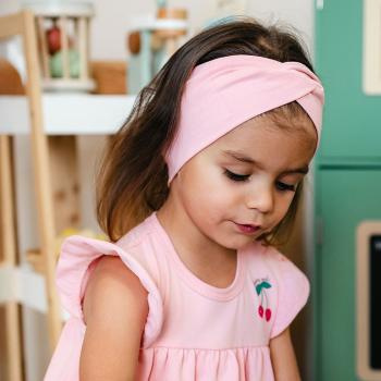Opaska dziewczęca Eevi Cherry bawełna elastyczna wygodna- różowa