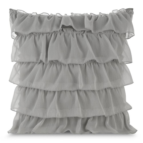 Daisy Poszewka dekoracyjna z falbanami Eurofirany stalowy