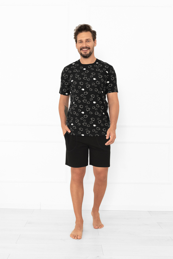 Piżama męska Wito – krótki rękaw i spodenki, bawełna MEGA SOFT Italian Fashion  