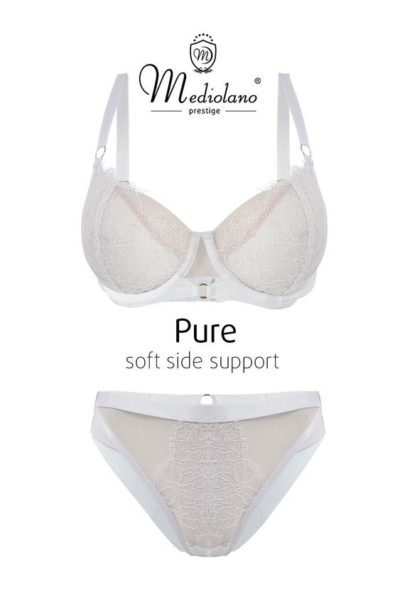 Mediolano Pure Soft Side Support 19260 biały biustonosz soft z koronką