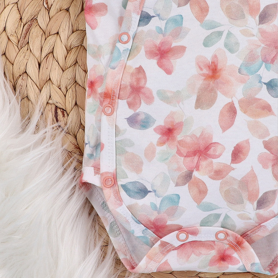 ABN-5413 Kolorowe Kwiatki Body kopertowe z bawełny organicznej Nini druk