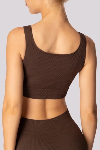 Ribbed top biustonosz sportowy prążek Mona caffe
