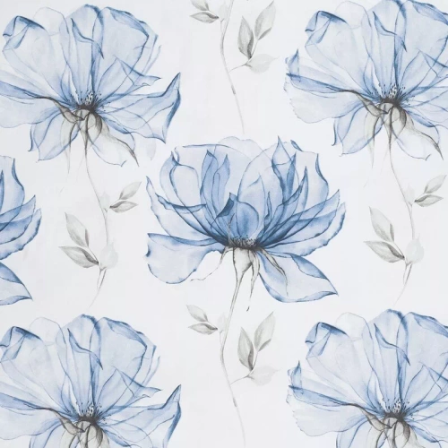 Spring 34 Kwiaty pościel satynowa Eurofirany biały/niebieski