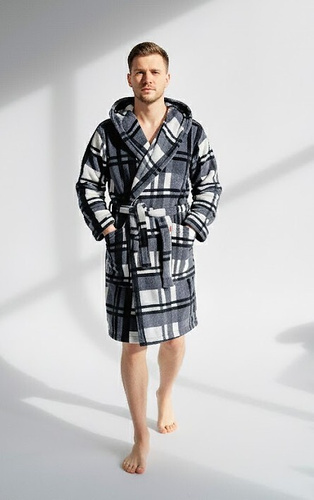 034 Kocyk Szlafrok Męski z Kapturem De Lafense – Ciepły, Miękki, Komfort Premium | Idealny do Domu i SPA