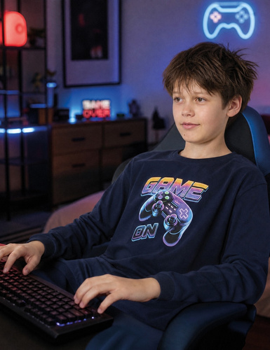 Cornette Young Boy Gamepad Piżama Chłopięca 100% Bawełna Granatowa