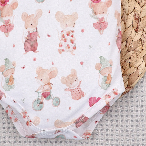 ABN-5688 Body niemowlęce Nini Małe Myszki bawełna organiczna napy ramię antyalergiczne