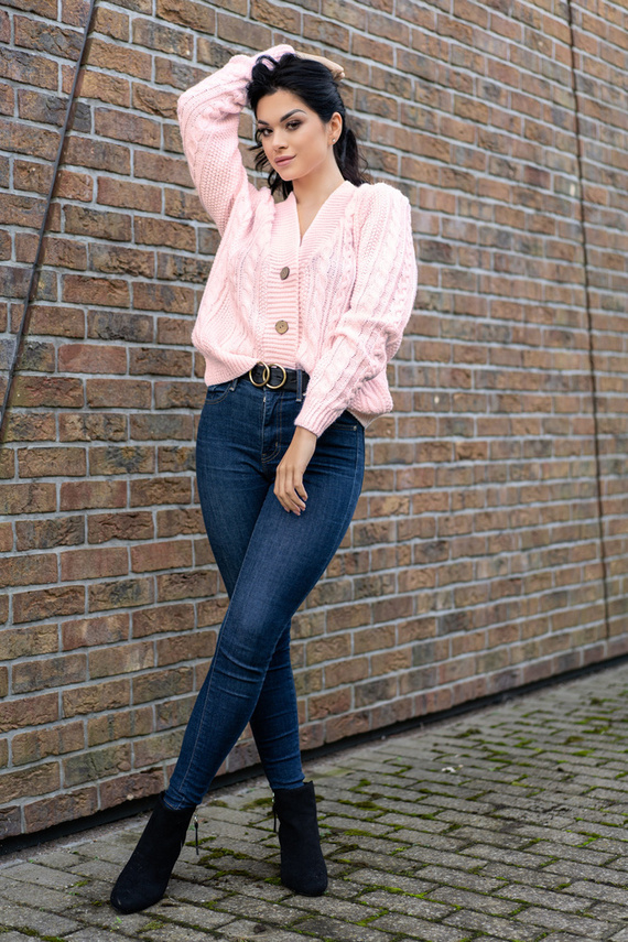 Mirila Powder Sweter damski na guziki Merribel