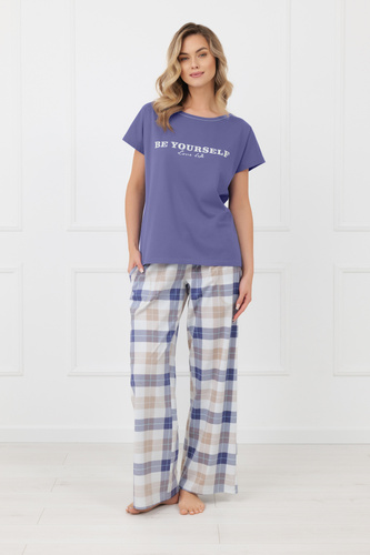 Piżama damska Rima Italian Fashion bawełna długie spodnie-niebieska 