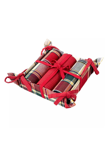 Komplet kuchenny Moraj MRK1500-021 – ściereczki bawełniane 3 szt. w ozdobnym koszyku