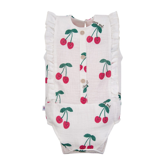 Body niemowlęce Eevi Cherry muślin bawełna ecru falbanki