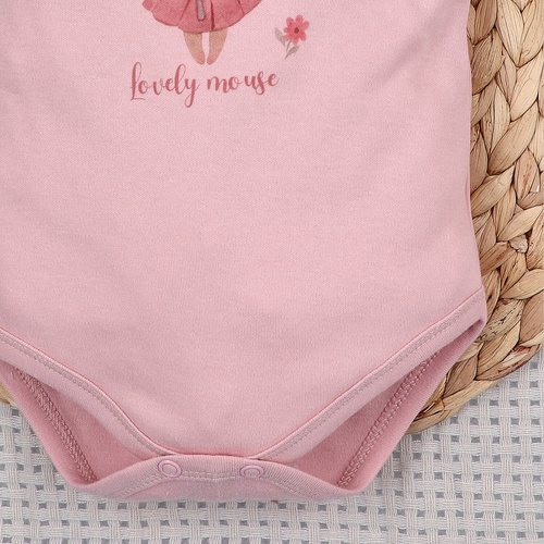 ABN-5689 Body niemowlęce Nini Małe Myszki bawełna organiczna napy ramię antyalergiczne