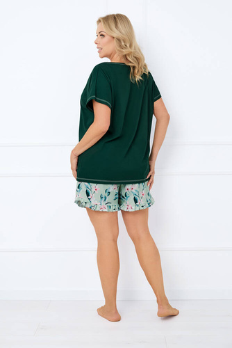Florisa Piżama Damska krótki rękaw, krótkie spodnie Italian Fashion - ciemny zielony/druk