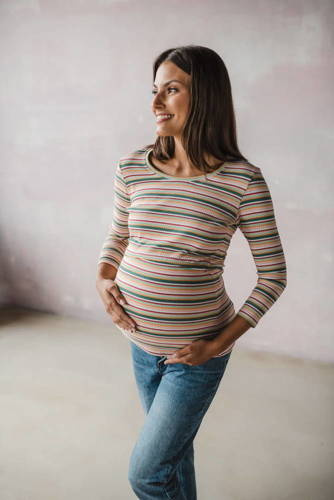 Milk Shirt Bluzka do karmienia i ciążowa Milk&Love w prążek zielony