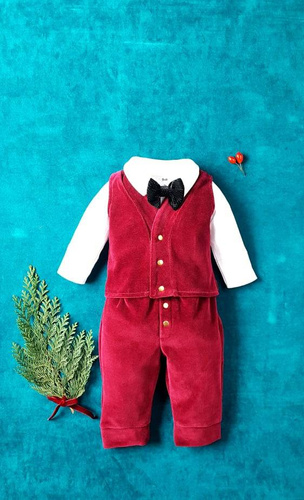 410W Little Gentleman Spodnie welurowe Marija - bordo