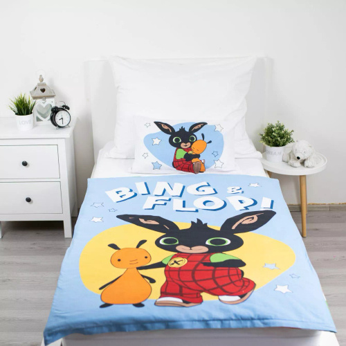 Pościel bawełniana do łóżeczka Królik Bing  100x135 Jerry Fabrics z zamkiem