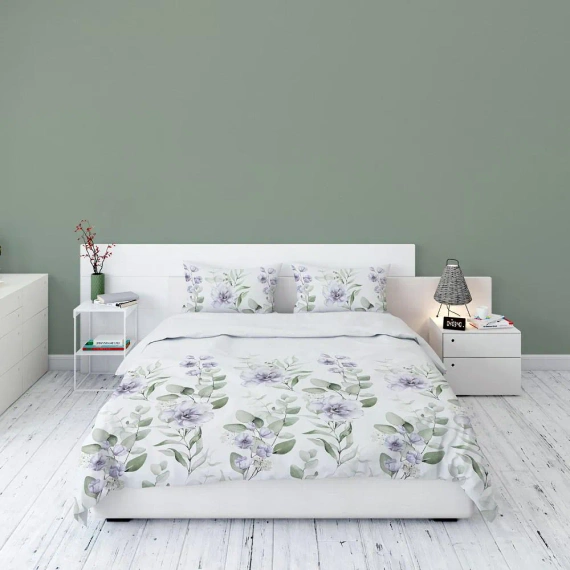 4522 B Pościel flanelowa kwiaty polne Detexpol biały/róż 